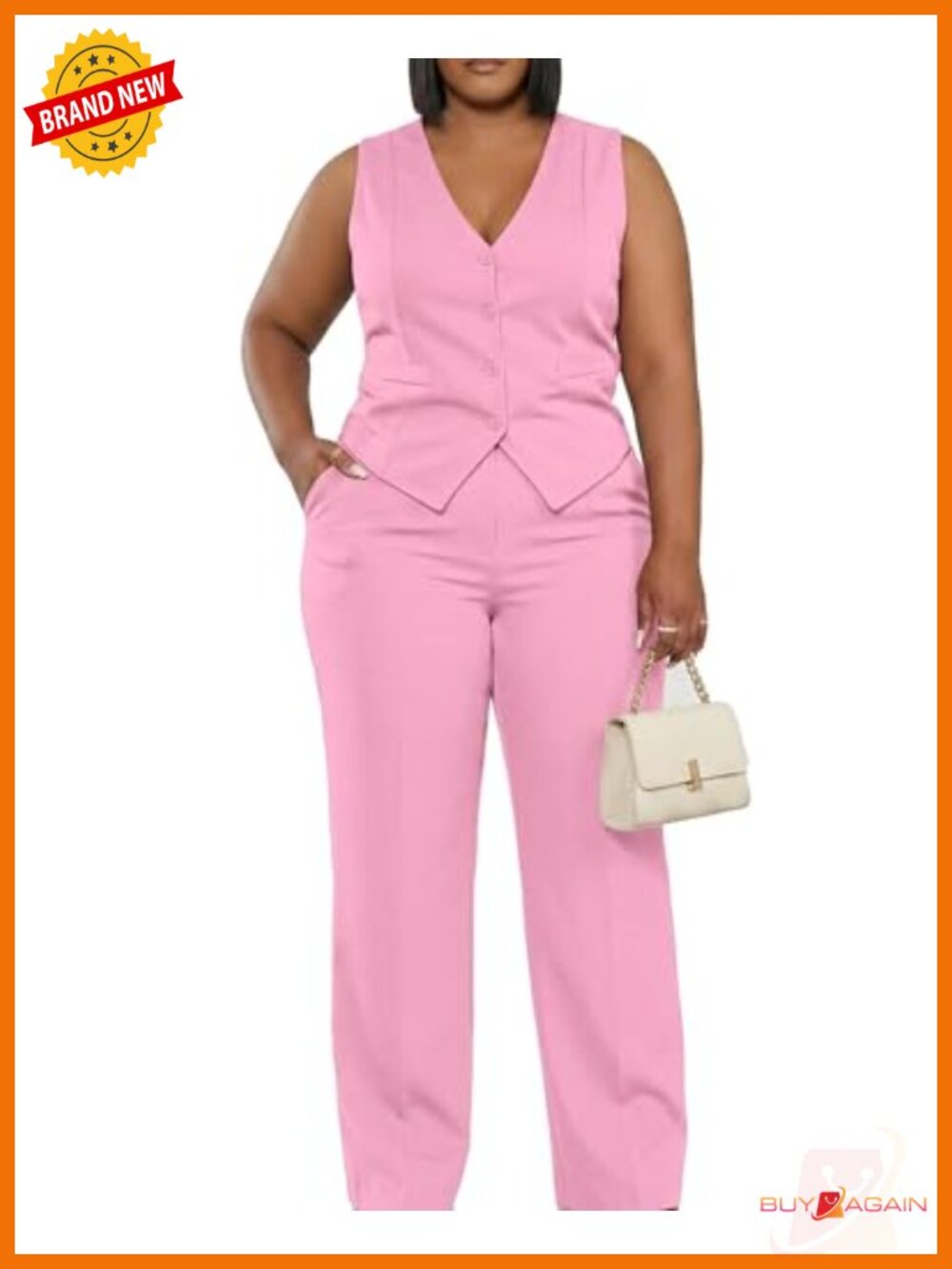 Plus Size 2 Piece Pant Suit Vest Wide Leg Pants Outfit Set Blazer